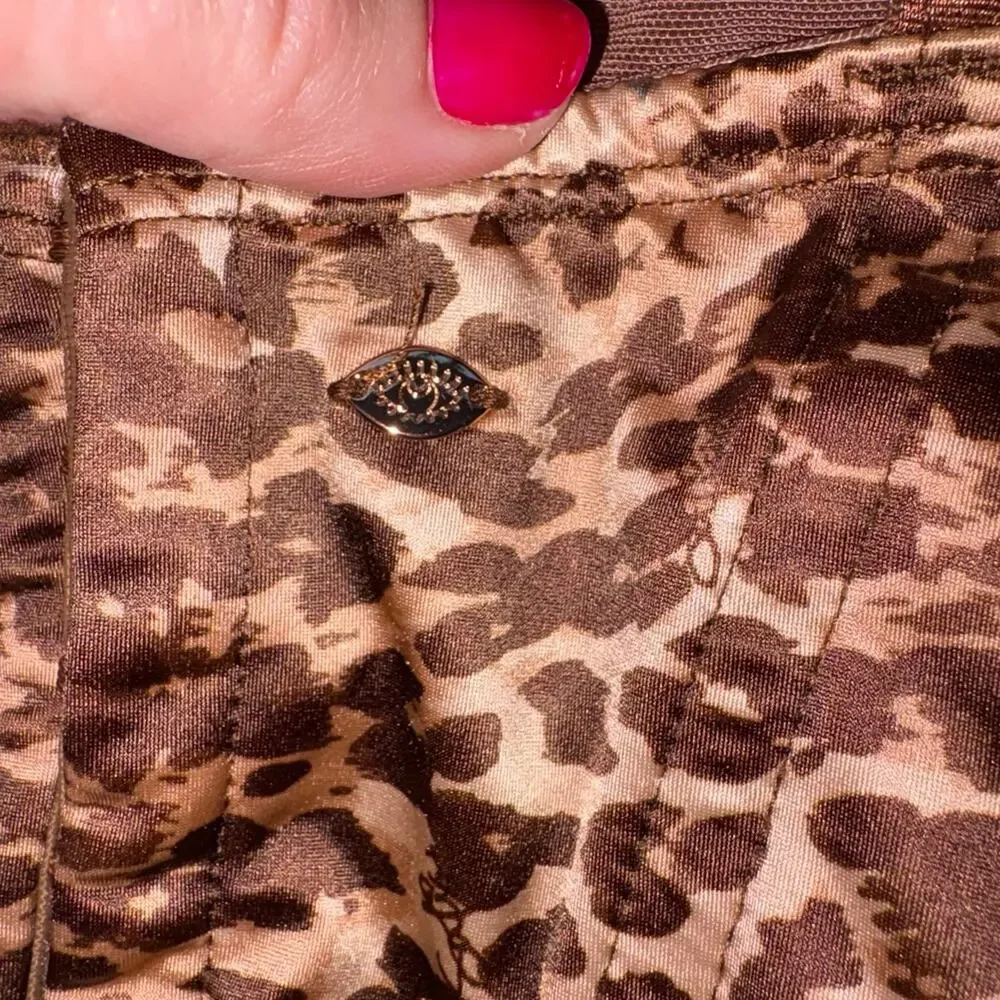 Sofia Intimates Leopard Print Shapewear Bodysuit XXL Satin Corset Style